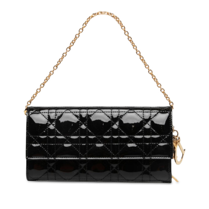 Dior Cannage Lady Dior Wallet on Chain Noir – vue principale – GABY PARIS