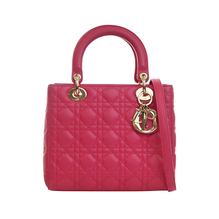 Lady Dior Cannage Moyen Cuir d'agneau Rose