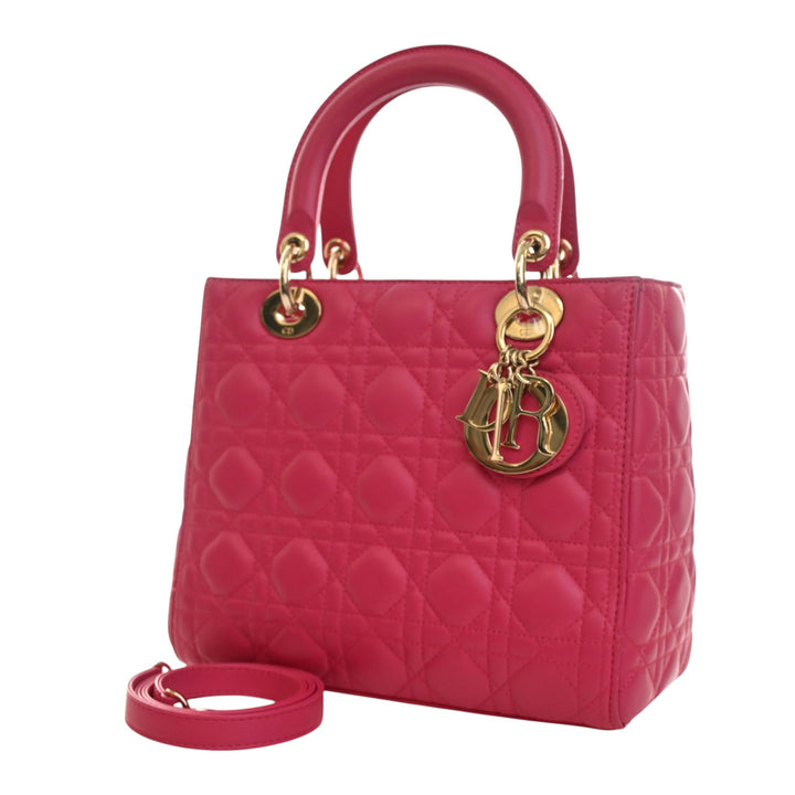 Lady Dior Cannage Moyen Cuir d'agneau Rose