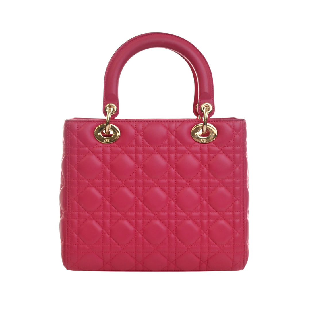 Lady Dior Cannage Moyen Cuir d'agneau Rose
