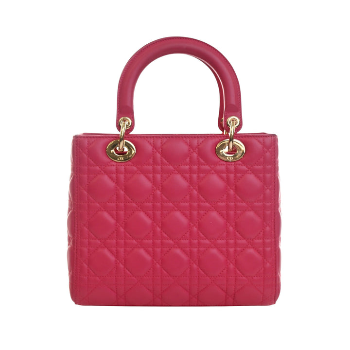 Lady Dior Cannage Moyen Cuir d'agneau Rose