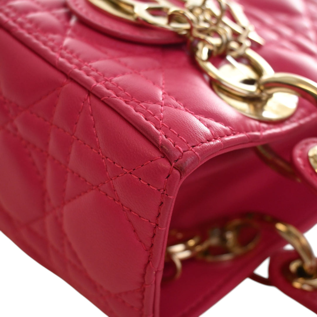 Lady Dior Cannage Moyen Cuir d'agneau Rose