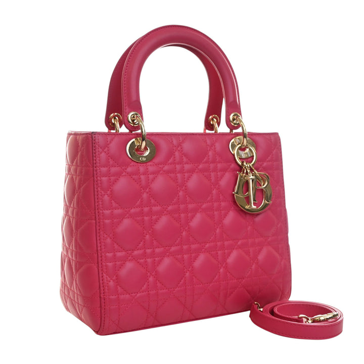 Lady Dior Cannage Moyen Cuir d'agneau Rose
