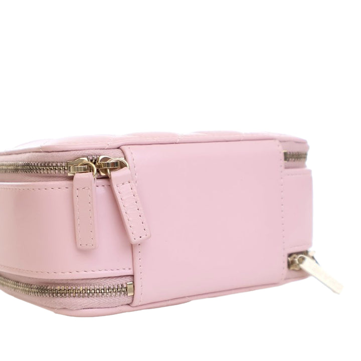 Chanel Mini CC Glazed Cuir de veau Double Zip Top Handle Vanity Étui Rose