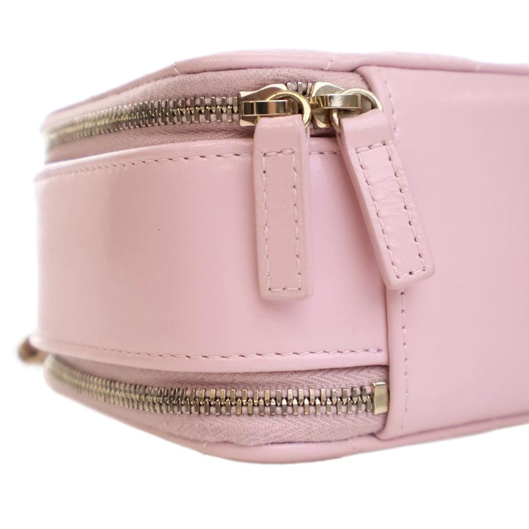 Chanel Mini CC Glazed Cuir de veau Double Zip Top Handle Vanity Étui Rose