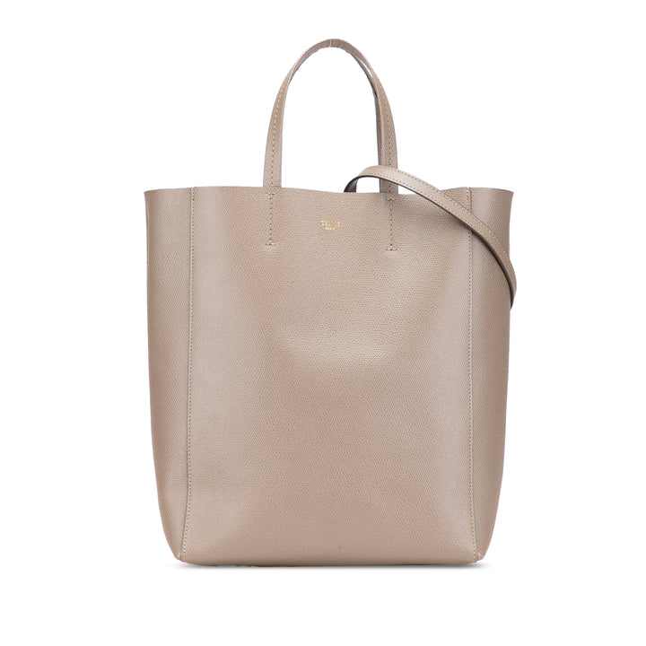 Small Grained Calfskin Vertical Cabas Satchel Brown - Gaby Paris