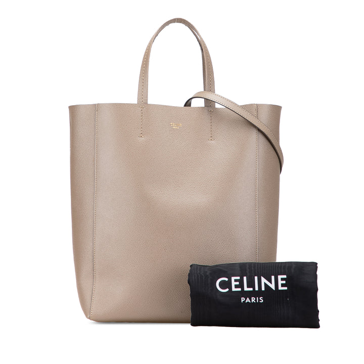 Small Grained Calfskin Vertical Cabas Satchel Brown - Gaby Paris