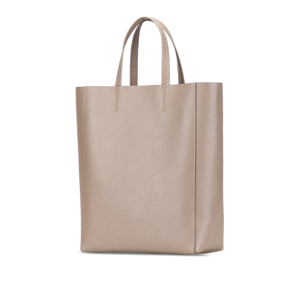 Small Grained Calfskin Vertical Cabas Satchel Brown - Gaby Paris