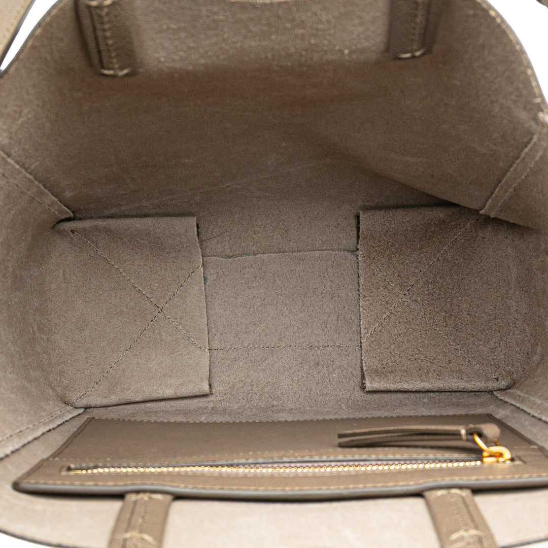 Small Grained Calfskin Vertical Cabas Satchel Brown - Gaby Paris