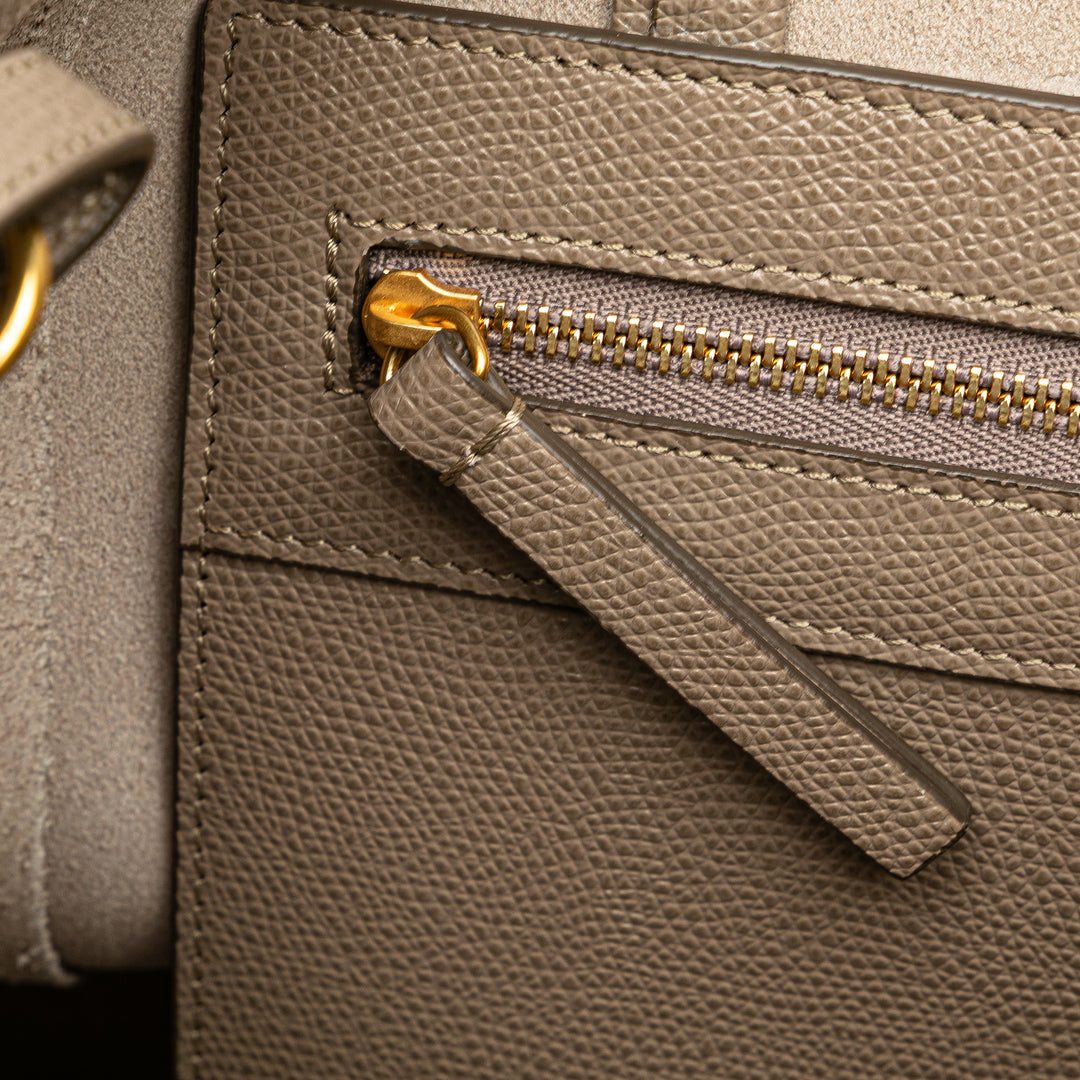 Small Grained Calfskin Vertical Cabas Satchel Brown - Gaby Paris