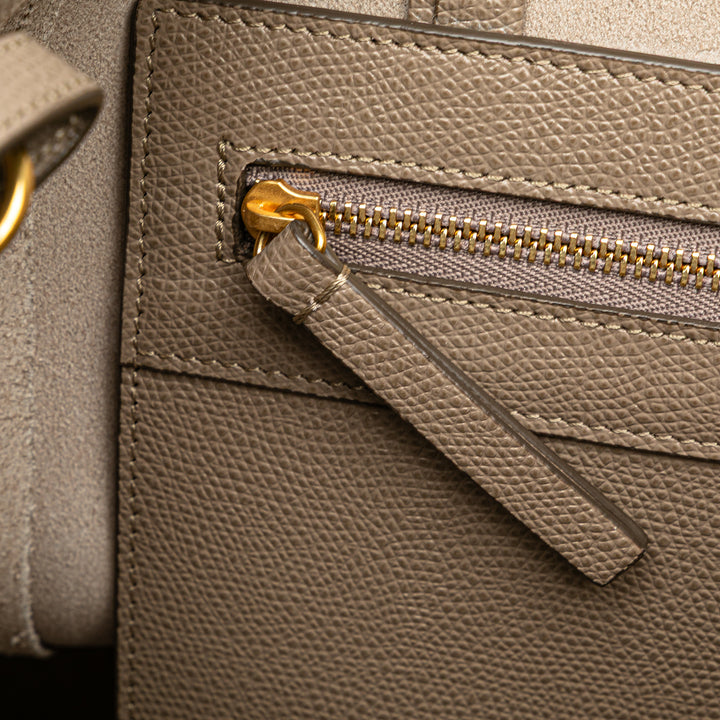 Small Grained Calfskin Vertical Cabas Satchel Brown - Gaby Paris