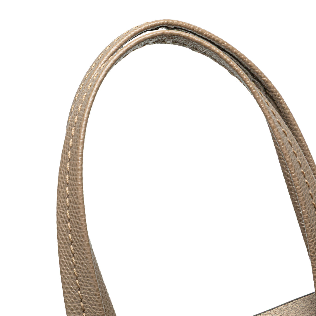 Small Grained Calfskin Vertical Cabas Satchel Brown - Gaby Paris