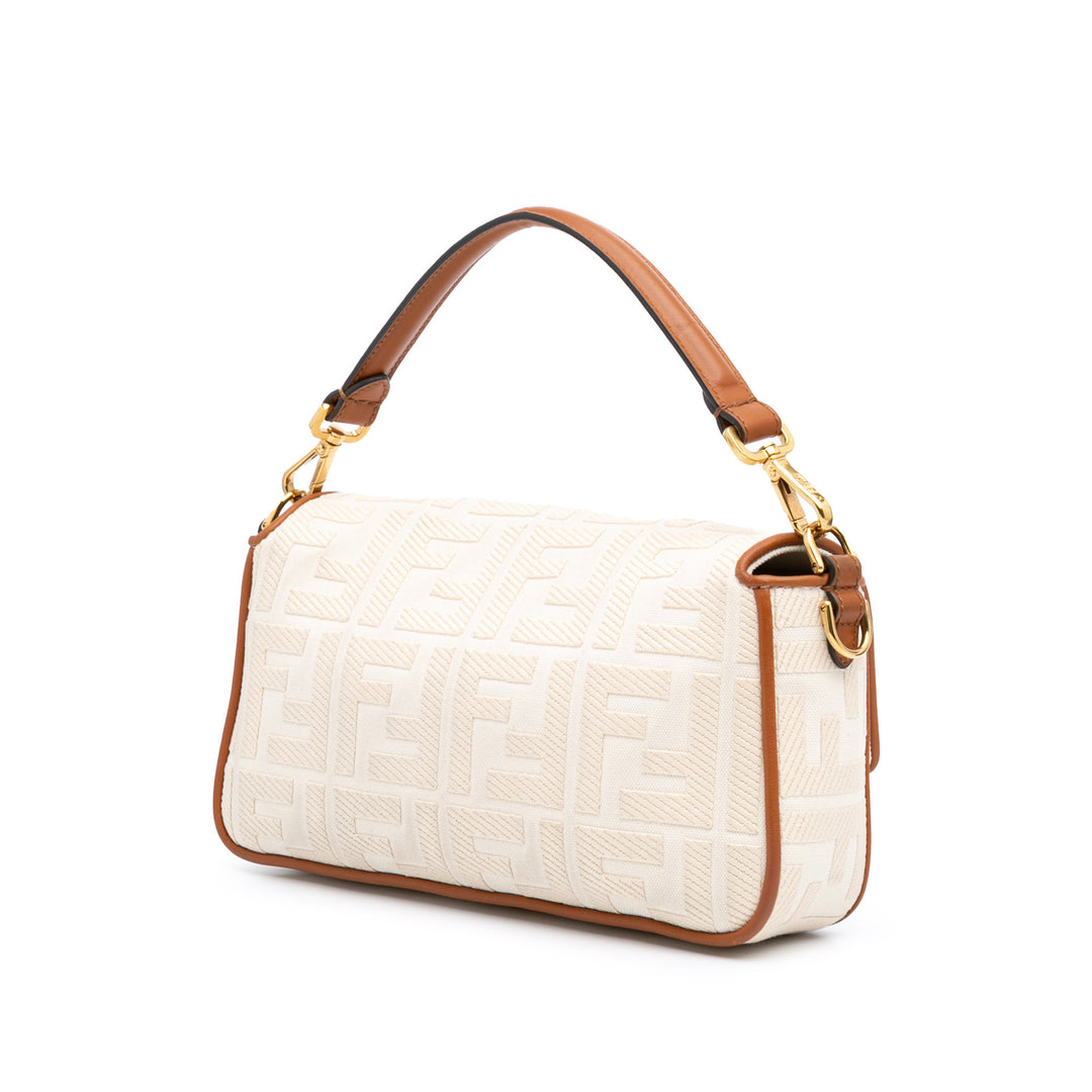 Zucca Embroidered Canvas Baguette Satchel Brown - Gaby Paris