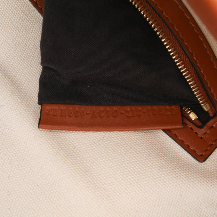 Zucca Embroidered Canvas Baguette Satchel Brown - Gaby Paris