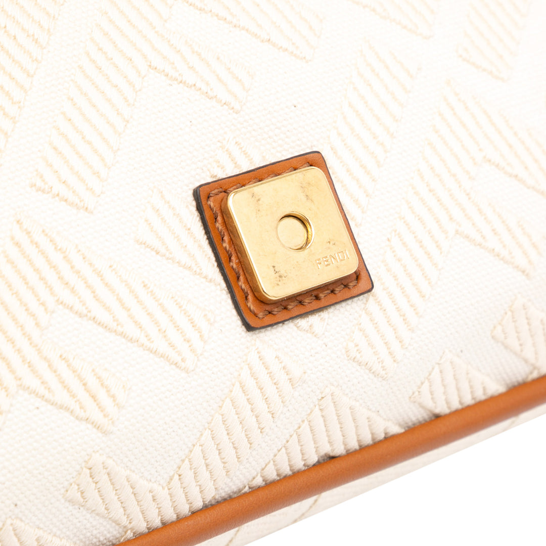 Zucca Embroidered Canvas Baguette Satchel Brown - Gaby Paris