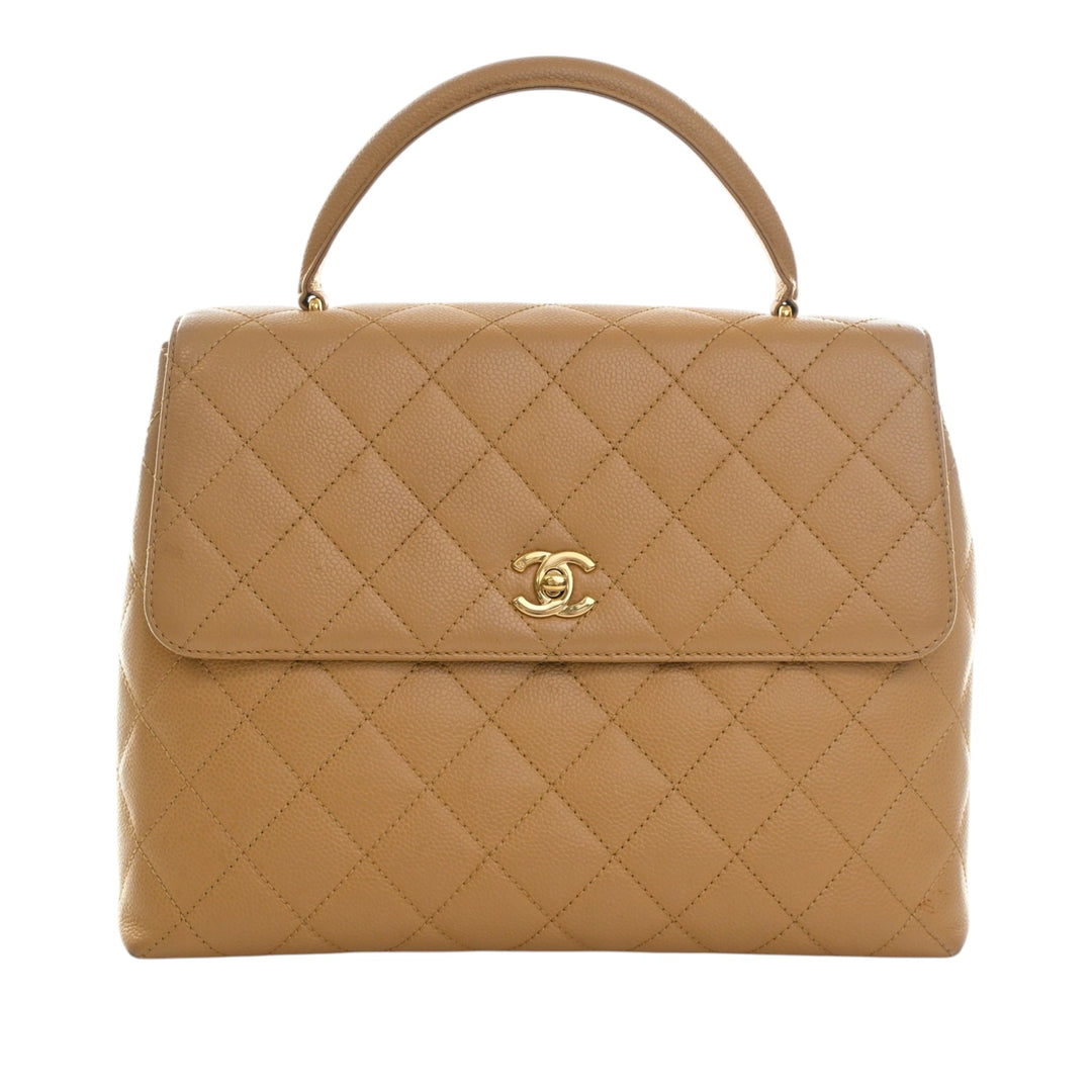 CC Matelassé Kelly sac à Cuir caviar Beige