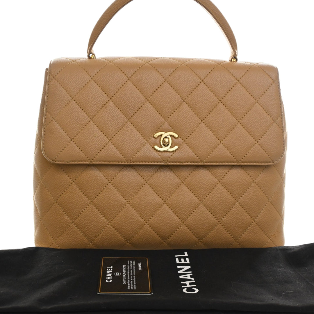 CC Matelassé Kelly sac à Cuir caviar Beige