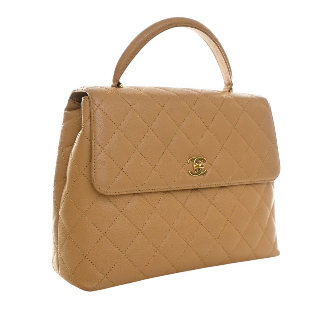 CC Matelassé Kelly sac à Cuir caviar Beige