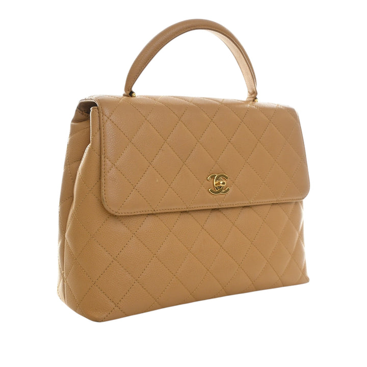 CC Matelassé Kelly sac à Cuir caviar Beige