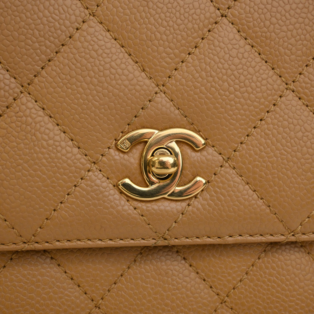 CC Matelassé Kelly sac à Cuir caviar Beige