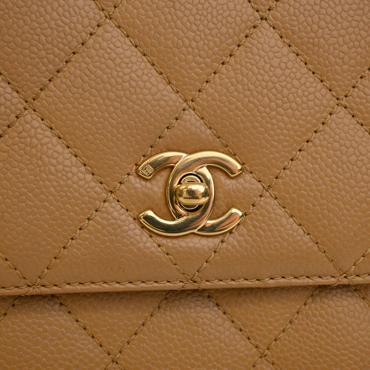 CC Matelassé Kelly sac à Cuir caviar Beige
