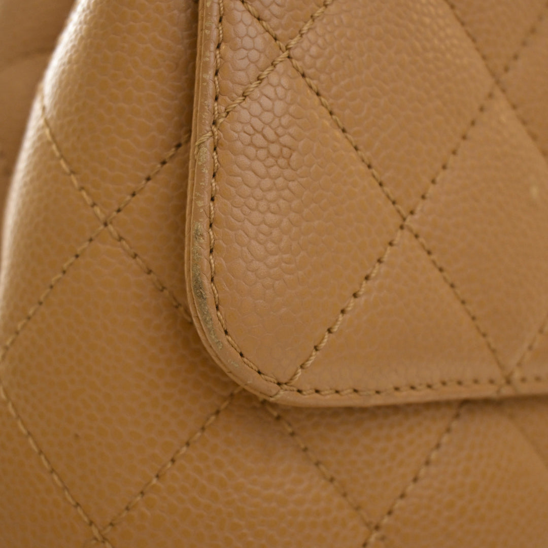 CC Matelassé Kelly sac à Cuir caviar Beige