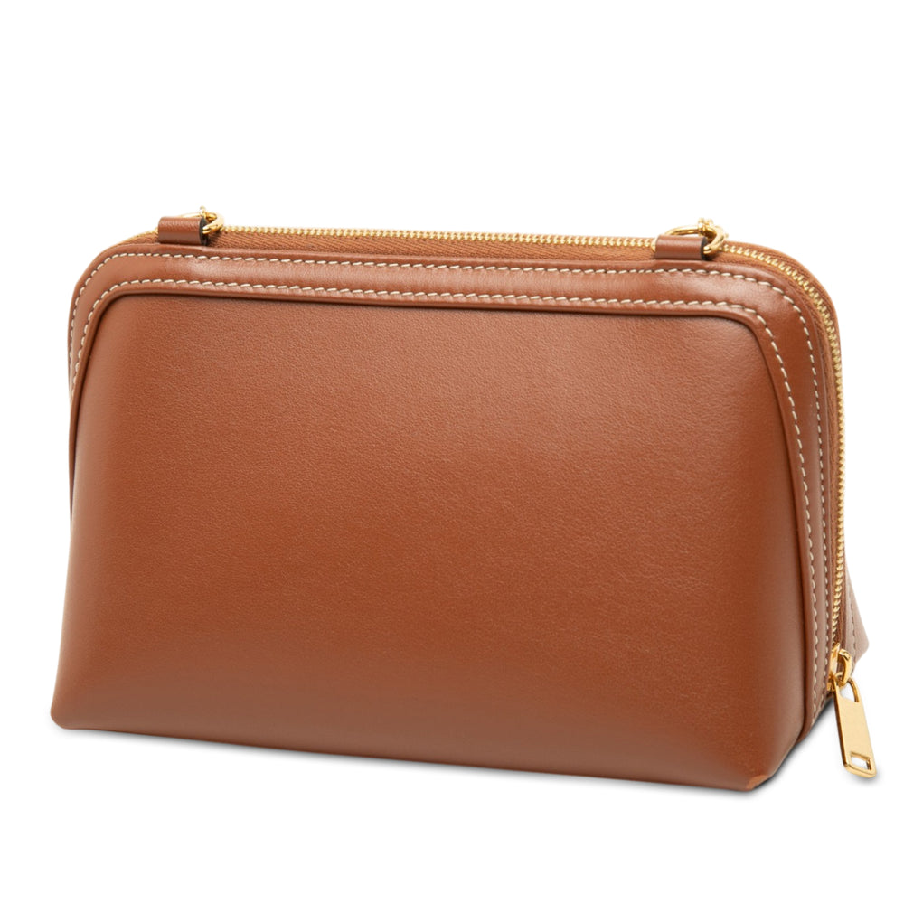 Celine Pochette Triomphe avec chaîne Cuir de veau lisse Marron – vue 2 – GABY PARIS