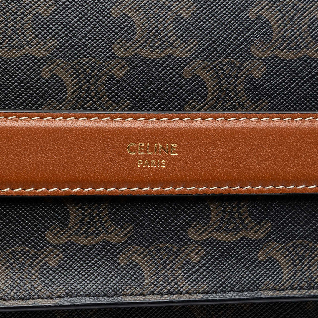 Celine Triomphe Coated Toile Wristlet à rabat Pochette