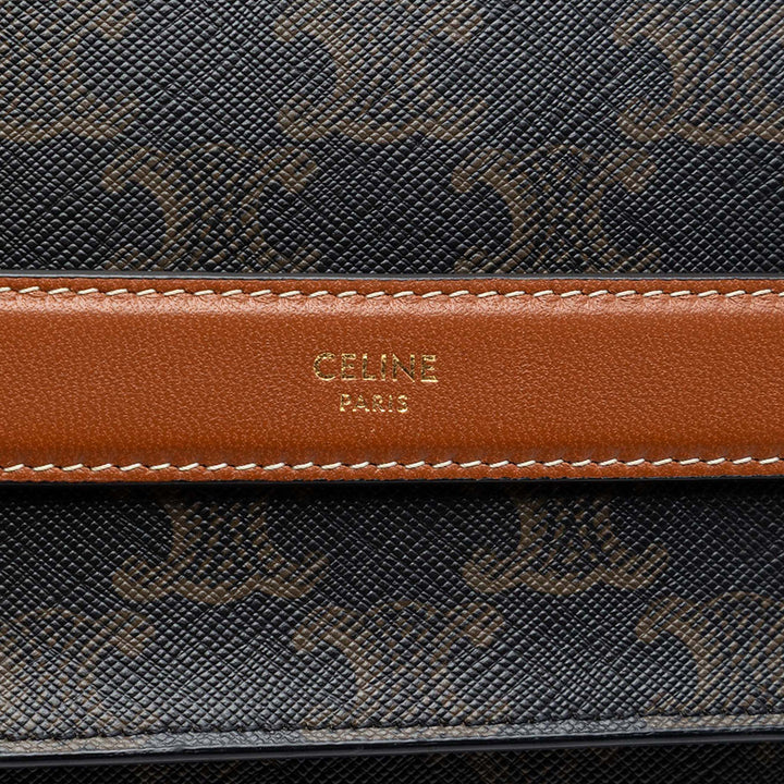 Celine Triomphe Coated Toile Wristlet à rabat Pochette