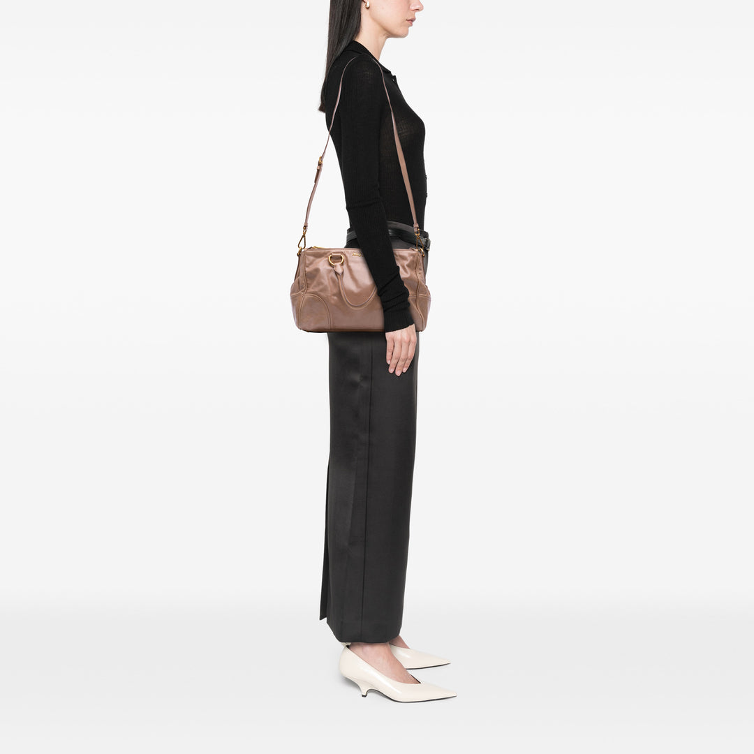 Vitello Shine Satchel Brown - Gaby Paris