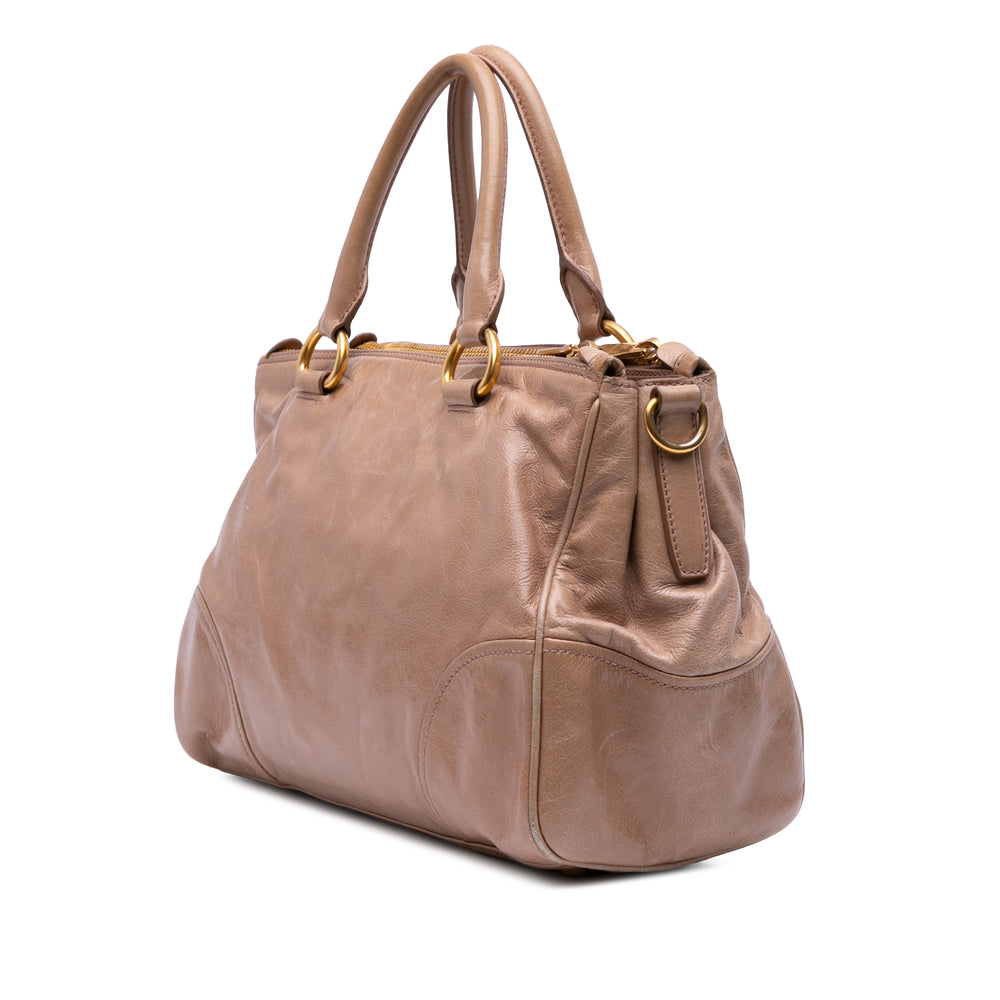 Vitello Shine Satchel Brown - Gaby Paris