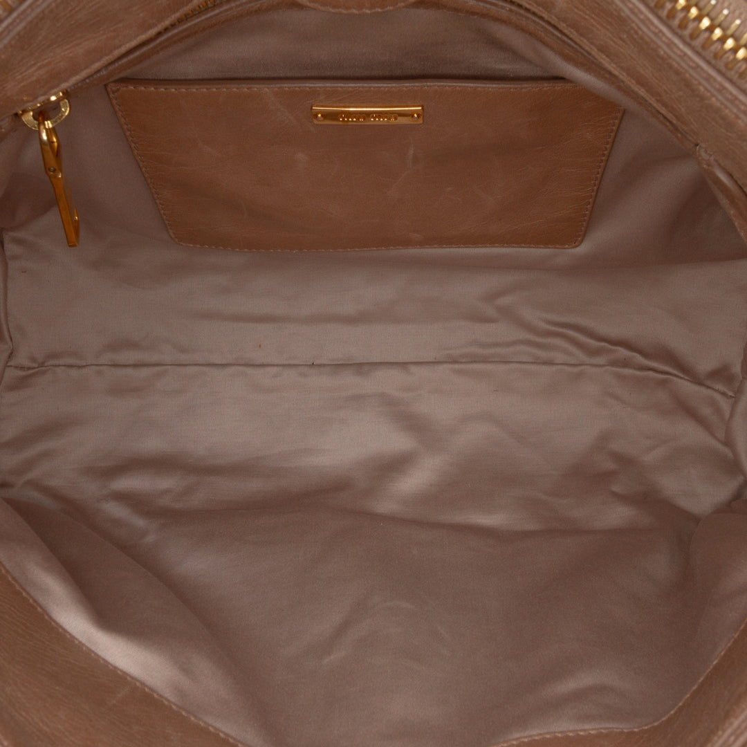 Vitello Shine Satchel Brown - Gaby Paris