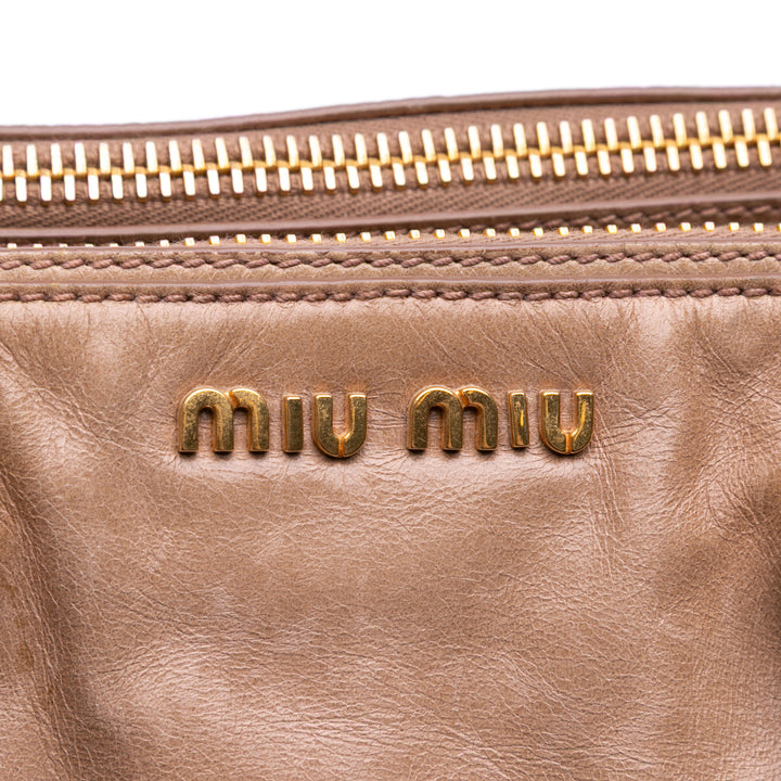 Vitello Shine Satchel Brown - Gaby Paris