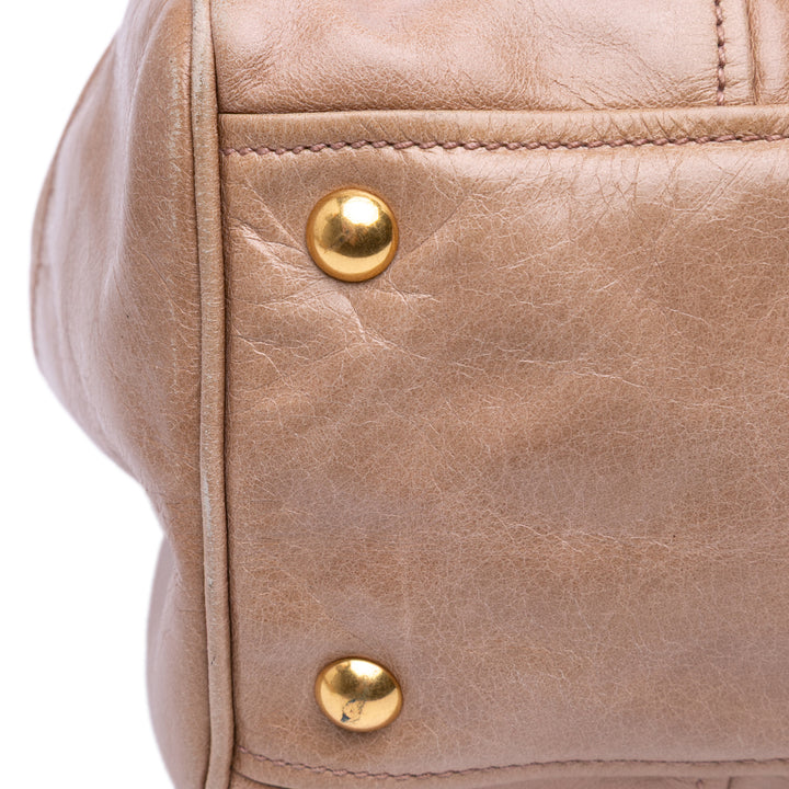 Vitello Shine Satchel Brown - Gaby Paris