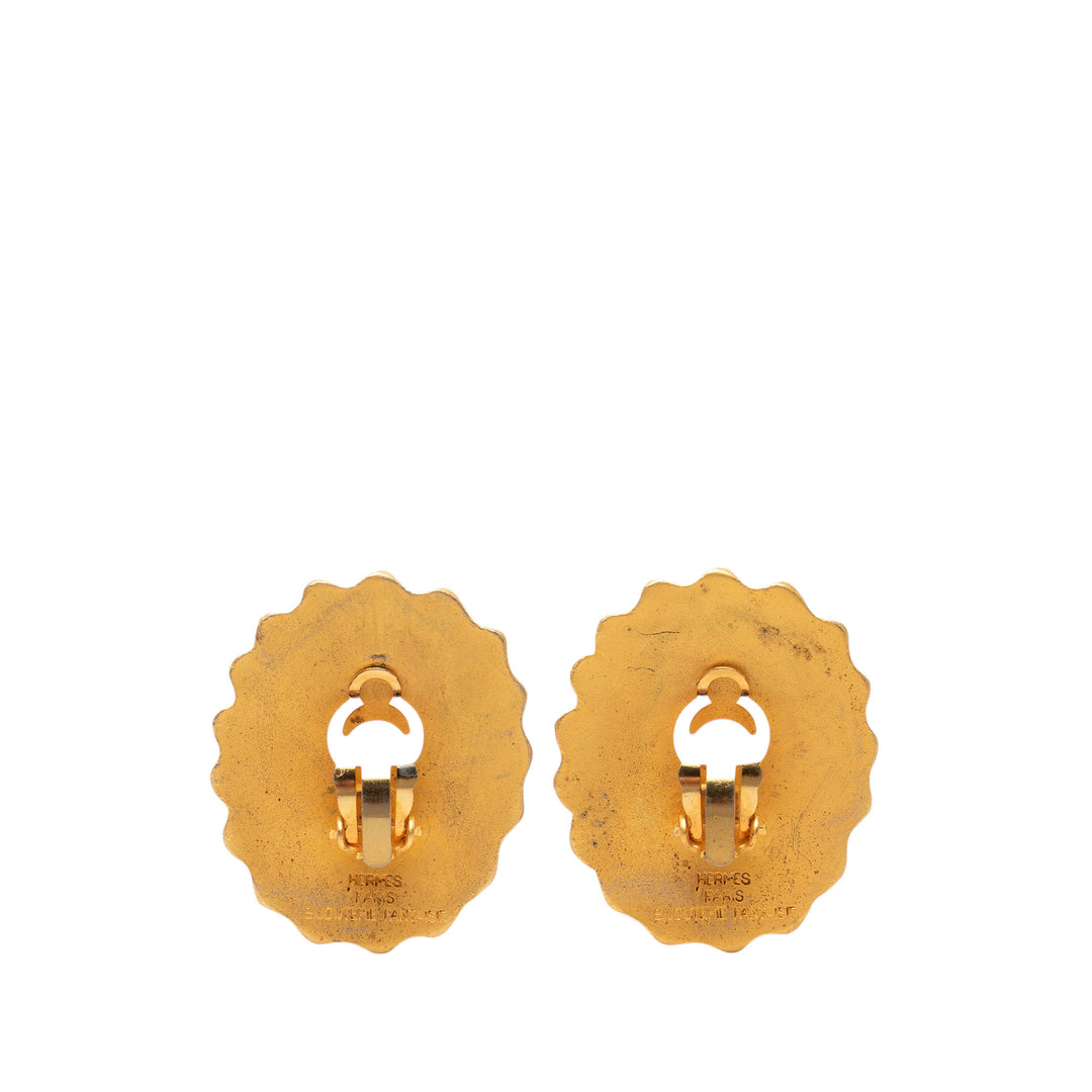Hermès plaqué Sun À clip Boucles d'oreilles Doré – vue 2 – GABY PARIS