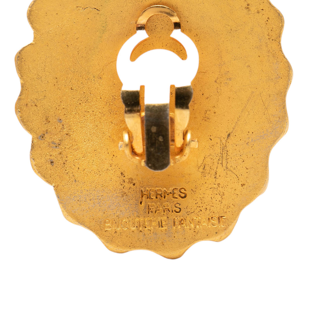 Hermès plaqué Sun À clip Boucles d'oreilles Doré – vue 3 – GABY PARIS