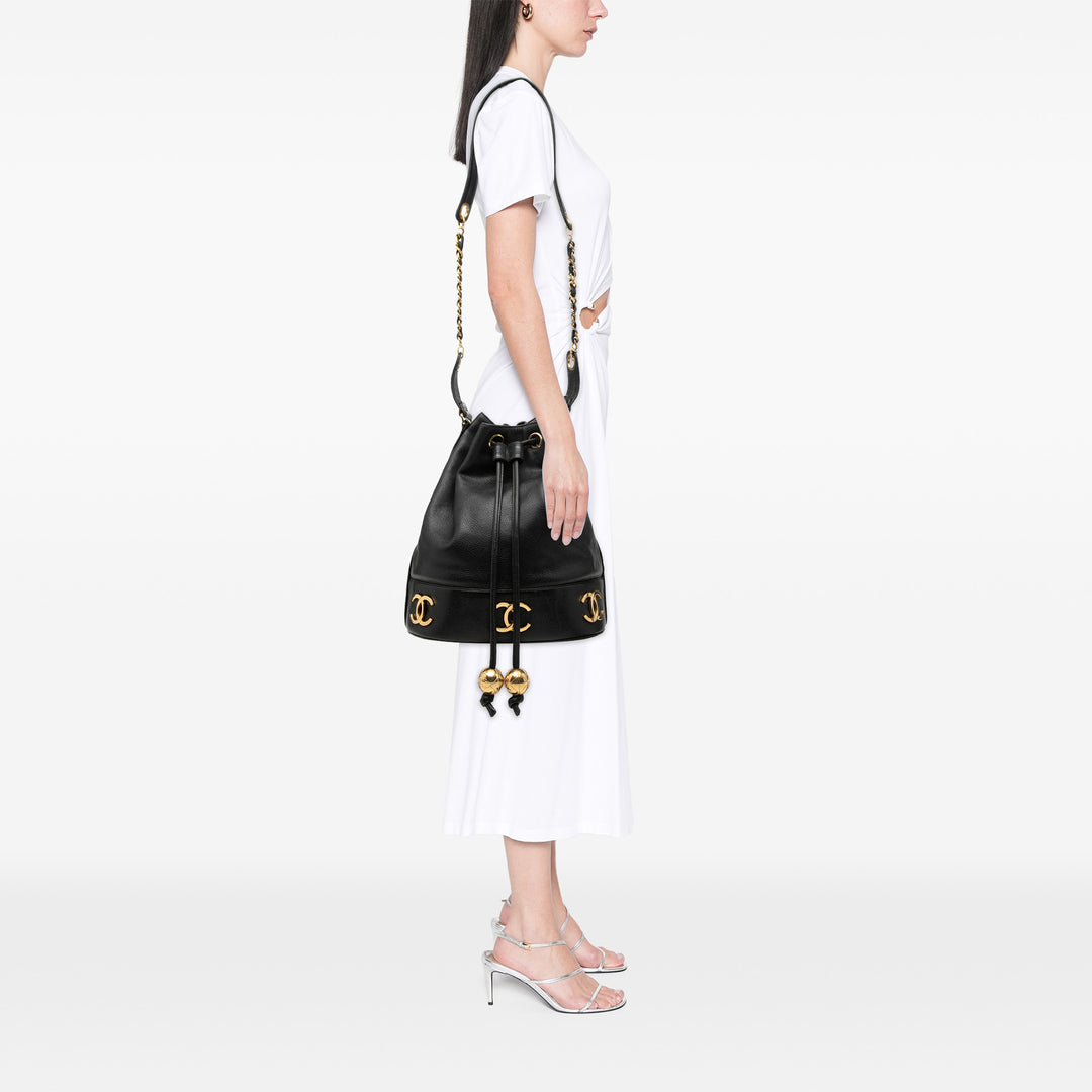 Chanel Caviar Triple CC Drawstring Bucket Sac