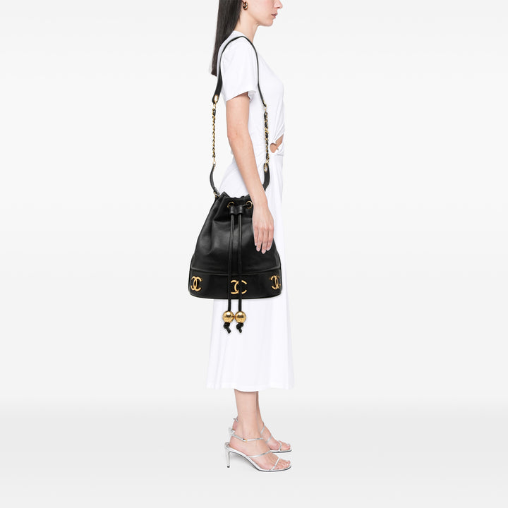 Chanel Caviar Triple CC Drawstring Bucket Sac