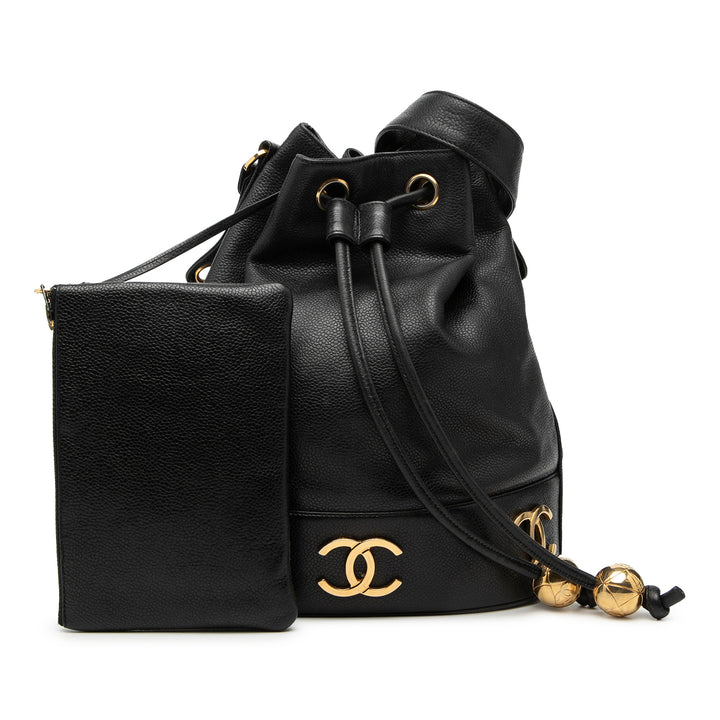 Chanel Caviar Triple CC Drawstring Bucket Sac