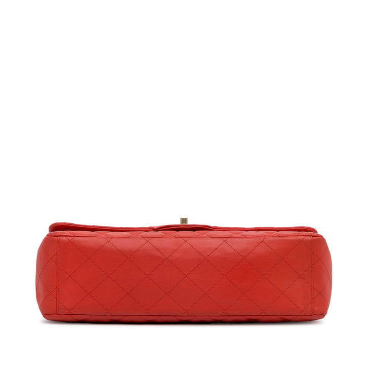 Maxi Classic Lambskin Single Flap Red - Gaby Paris