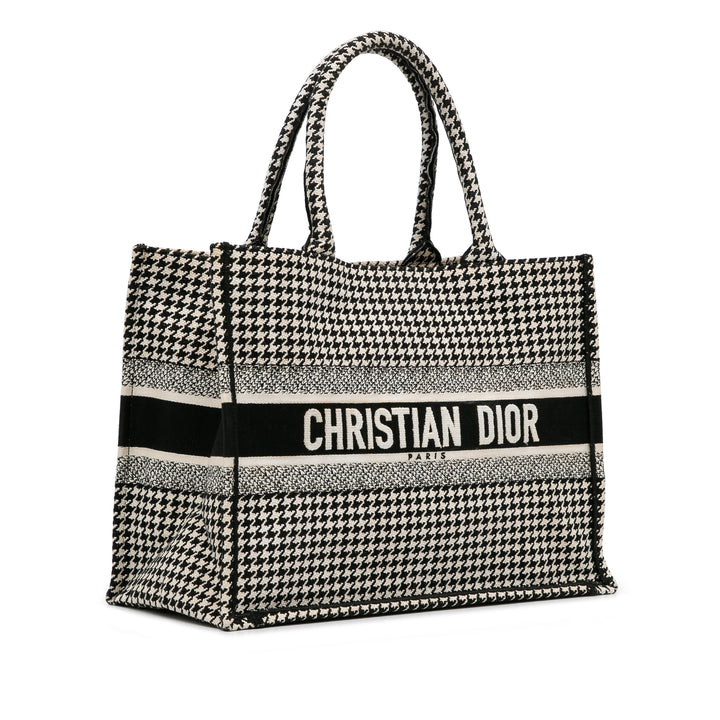 Dior Medium Houndstooth Book Tote Black - GABY PARIS