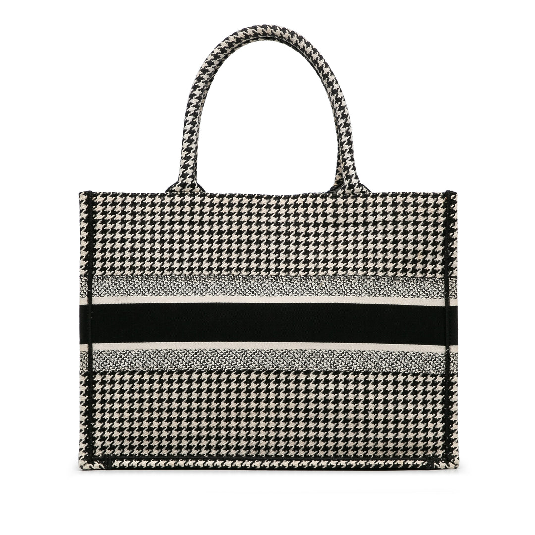 Medium Houndstooth Book Tote Black - Gaby Paris