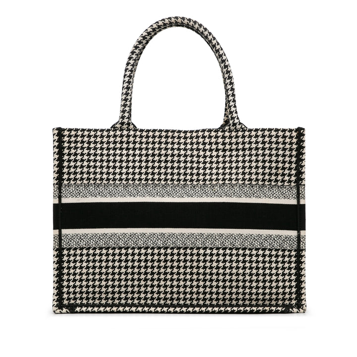 Medium Houndstooth Book Tote Black - Gaby Paris