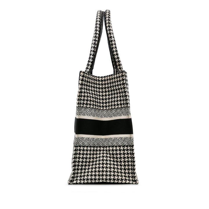 Medium Houndstooth Book Tote Black - Gaby Paris