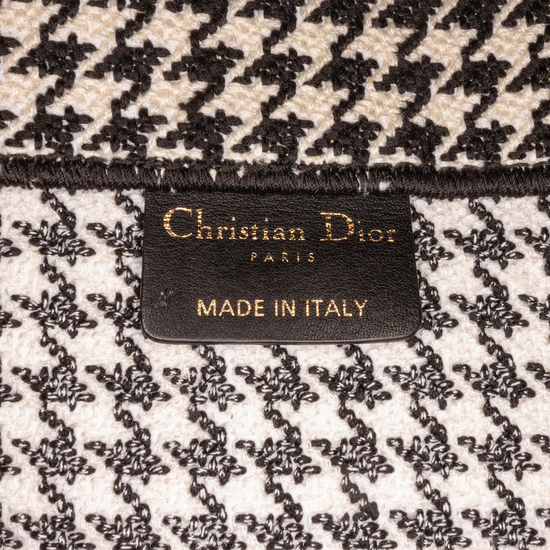 Medium Houndstooth Book Tote Black - Gaby Paris