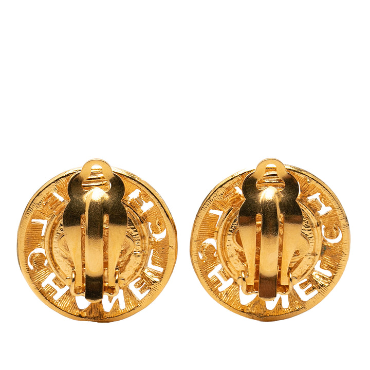 Chanel plaqué Perles fantaisie Rond Clip On Boucles d’oreilles