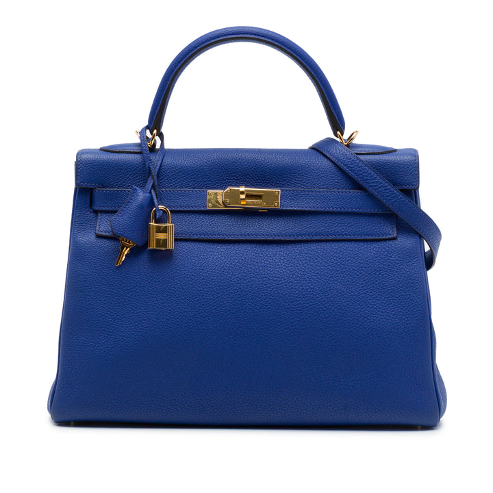 Hermès Kelly II Retourne 32 Togo Bleu – vue principale – GABY PARIS