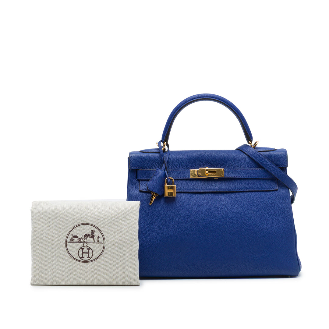 Hermès Kelly II Retourne 32 Togo Bleu – vue 7 – GABY PARIS