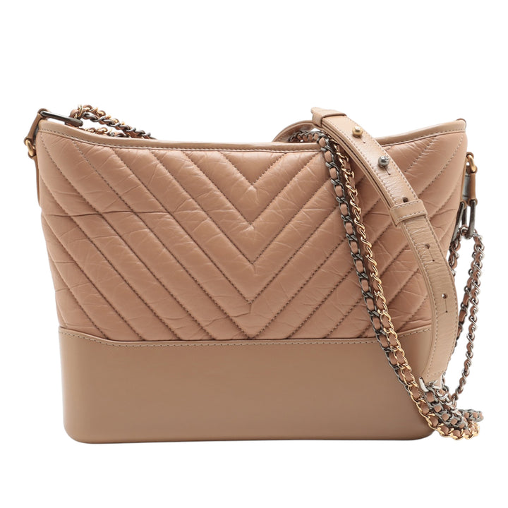Chanel Medium Chevron vieilli Cuir de veau Gabrielle Hobo – GABY PARIS Authentique
