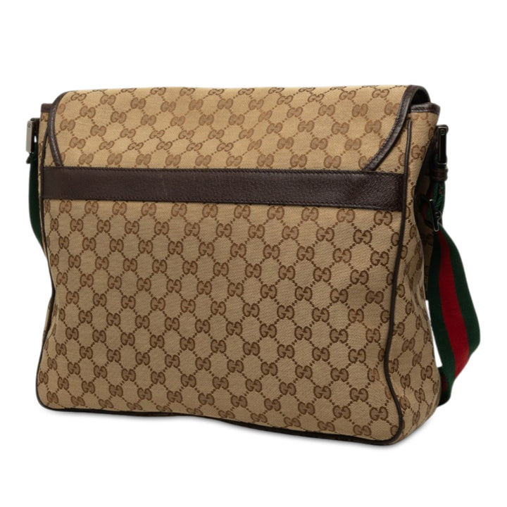 GG Web à rabat Sac Messenger Beige